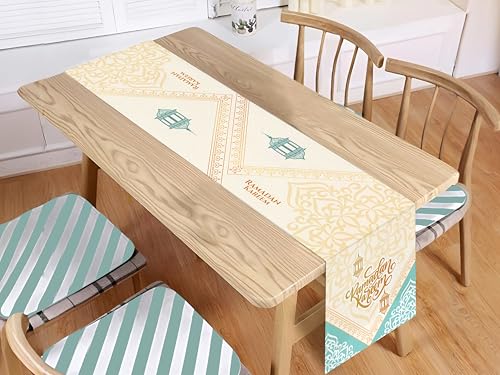 OLEEK 라마단 테이블 러너 223.5 x 33cm(88 x 13인치) - 가정용 라마단 장식 2026 - 라마단 무바라크 테이블 러너 - 라마단 러너 - 라마단 장식 - 라마단 테이블 장식 - 라마단 선물 - size: 90X13