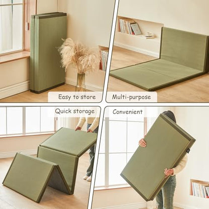 HAGiHARA Japanese Traditional Tatami Mat,35.4"x78.7"x1.2" Foldable Floor Mattress, Japanese Rush Grass Tatami Floor Mat for Meditation, Yoga,Sleeping or Summer Use - size: Twin XL