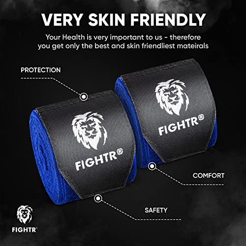 FIGHTR® Boxing Handwraps 160 inches semi-Elastic Hand Wraps with Thumb Loop for Boxing, MMA, Muay Thai & Martial Arts - color: Blue, size: pair of 160"