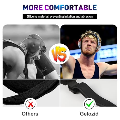 Gelozid Adjustable Wrestling Headgear for BJJ, MMA Grappling and Training, Ear Guard and Cauliflower Protection Helmet - color: Blue and Red