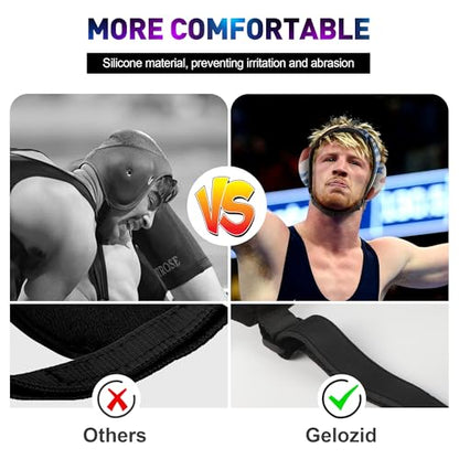 Gelozid Adjustable Wrestling Headgear for BJJ, MMA Grappling and Training, Ear Guard and Cauliflower Protection Helmet - color: Blue and Red
