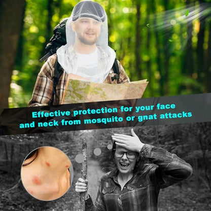 South to East Premium Mosquito Head Net for Insect 2 Pack, Fly & Bug Protection | Ultra Large & Long, Extra Fine Holes for Camping, Hiking, Fishing, Gardening, Safari, Fits All Hats for Men & Women - color: White
