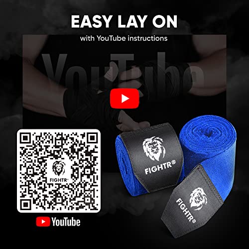 FIGHTR® Boxing Handwraps 160 inches semi-Elastic Hand Wraps with Thumb Loop for Boxing, MMA, Muay Thai & Martial Arts - color: Blue, size: pair of 160"