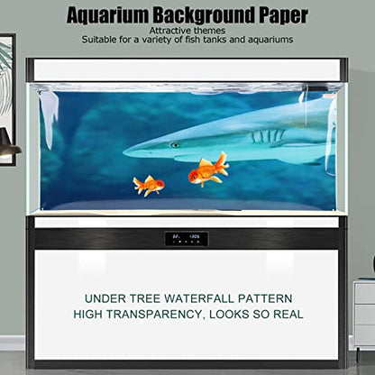 Aquarium Background Paper PVC Self Adhesive 3D Fish Tank Wallpaper Sticker, Clear Underwater Scene Decoration with Realistic Sea Animal Pattern for Glass Aquariums (91 * 50CM) - style: 91*50CM