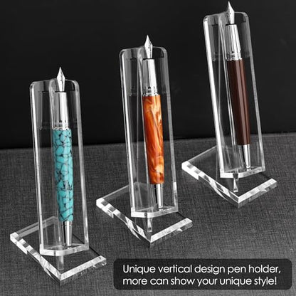 SANRUI Acrylic Pen Holder Desktop Display, Vertical Fountain Pen Pencil Stand Ballpoint Showholder, Clear Makeup Brush Rack, Paintbrush Drying Support Organizer Desk for Exhibitions,Office,Store Use - style: Vertical Pen Holder（1PCS)