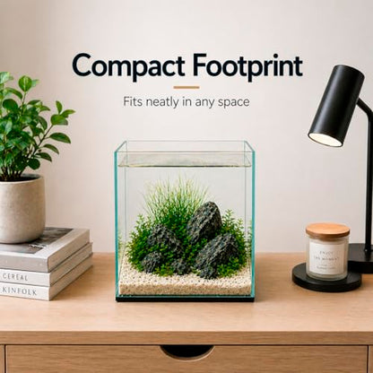 Aquatop High Clarity Low Iron Glass Cube Aquarium, 4.12 Gal – 5mm Thick Glass – Slim Design – Fresh & Saltwater – Desktop Tank with Silicone Sealing - size: 4.1 Gal