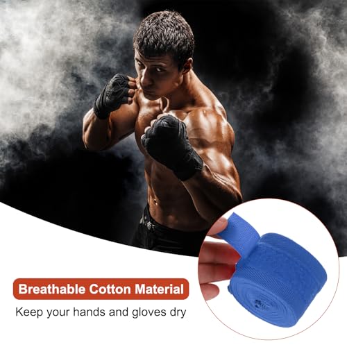 PATIKIL Boxing Hand Wraps, Elastic Boxing Wraps Cotton Fist Mitts Wrist Straps Protection for Muay Thai Martial Art - color: Blue, size: 98 inch