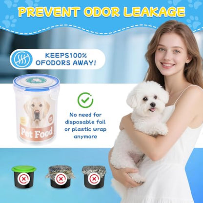 REFLYING Canned Dog Food Storage Lids Reusable Airtight Can Cover | Reusable airtight dog food can lids,Keeps wet food fresh,eliminates odor,Includes SUS 304 spoon and can opener - color: 2 Jar（L）+1 Spoon