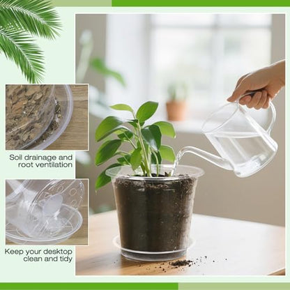 6 Inch Clear Nursery Pots with Drainage Trays, 15 Pack Plastic Pots for Plants, Clear Pot for Seed Starting, Transplanting, Succulents, and Indoor Gardening (6 inch) - size: 6 inch