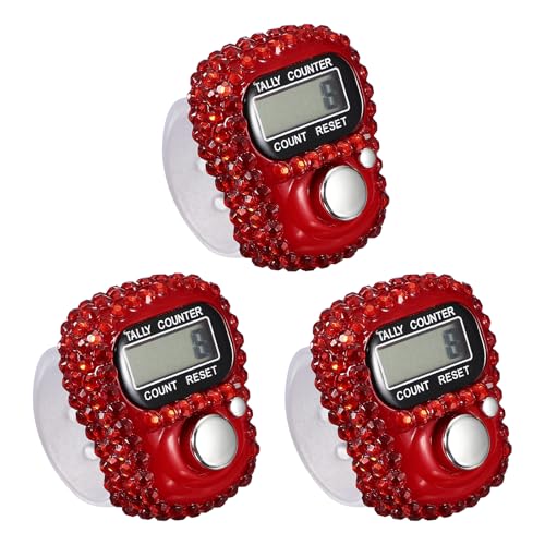 Electronic Finger Tally Counter, Resettable Mini Lap Finger Counter-Fitting for (Golf/Cargo Counting/Lap Counting/Attendance) - color: Red