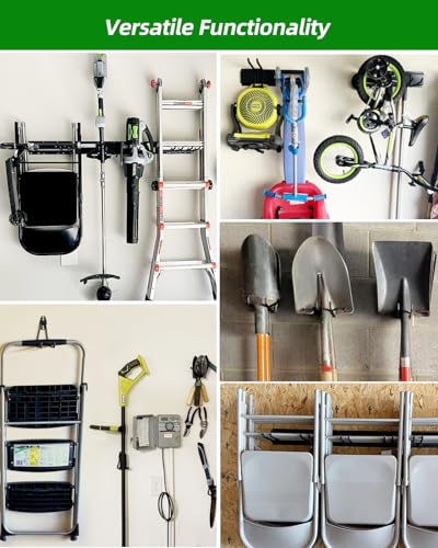 PIYILO Garden Tool Organizer 48 in with 18 Garage Hooks, Heavy Duty Garage Wall Hooks for Hanging Ladder, Bike, Tool Storage Rack for Yard Tools, Shovel, Shed (23 Pack) - size: 48 inch 18-Hook