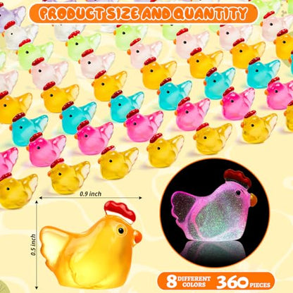 90PCS Luminous Mini Resin Chicken Tiny Chickens Bulk for Dollhouse | Miniature Chickens Animals Figurines Glow in The Dark, Micro Landscape DIY, Home Outdoor Party Decor - style: MiniChicken 90PCS