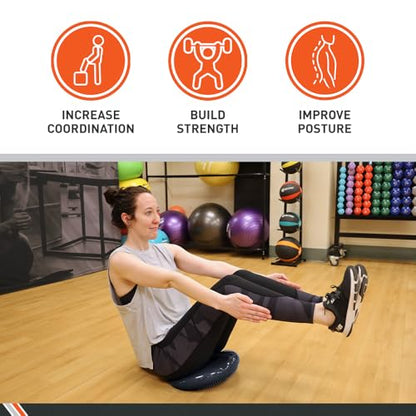 Body Sport Balance Disc - Inflatable, 13.5 in Balance Trainer - for Core Stability and Muscle Activation - Perfect for Dynamic Sitting or Standing Exercises (Black)