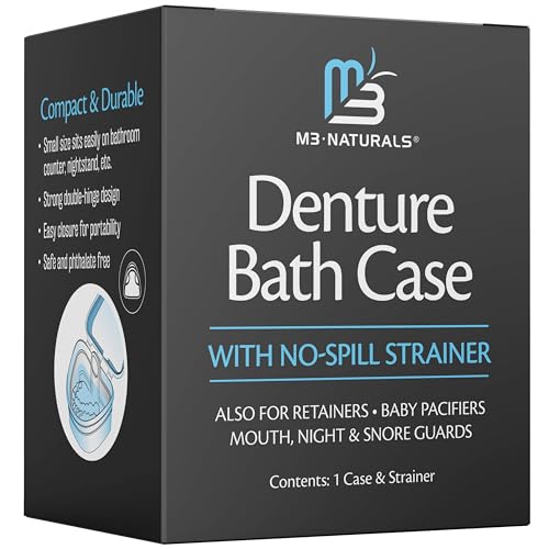 Denture Bath Case and Retainer Case, Denture Bath Cup for Invisalign Retainers Mouthguards Dentures Cleaner Kit with Strainer Spill-Free Portable Retainer Cleaner Case by M3 - size: 1 Count (Pack of 1)