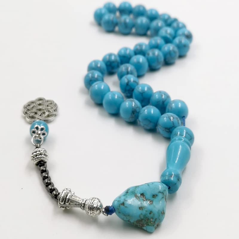 ALBASHAN Tasbih Natural Turquoise Muslim prayer bead men Eid Gift Islamic Misbaha Rosary Beads Bracelet (8mm x 33 beads) - size: 8mm x 33 beads