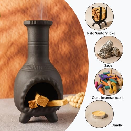 Sage & Palo Santo Sticks Holder for Incense Cones,Tabletop Incense Burner - color: Mexican Palo Santo Holde-black