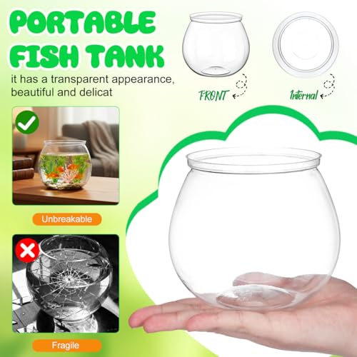 Toddmomy 1 Gallon Transparent Plastic Fish Bowl Small Round Aquarium for Goldfish Turtles Tabletop Fish Tank Office Home Decor