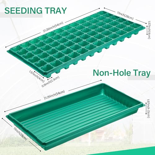 10 Pcs Seed Starter Kit 72 Cell Seedling Starting Trays and 1020 Trays No Holes Plant Growing Nursery Pots for Gardening Germination Propagation (Green)