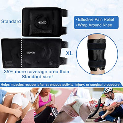 REVIX XL Ice Pack for Knee Replacement Recovery, Ice Wrap with Cold Compression for Discomfort and Fatigue, Gel Cold Pack Wrap Around Entire Knee, Promoting Flexibility and Mobility (Pack of 2) - size: XL (Pack of 2), style: Black-XL