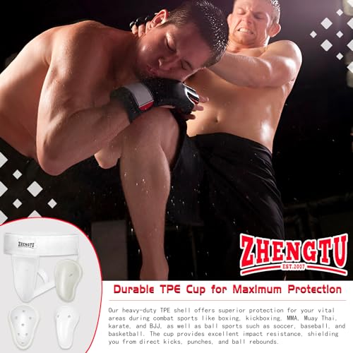 Groin Protector Cup Kickboxing Boxing Muaythai MMA Groin Guard, Jockstrap Karate Training, BJJ Protection, Soccer, Basketball Removable TPE Cup with Silicone Cushioning - color: White, size: Large