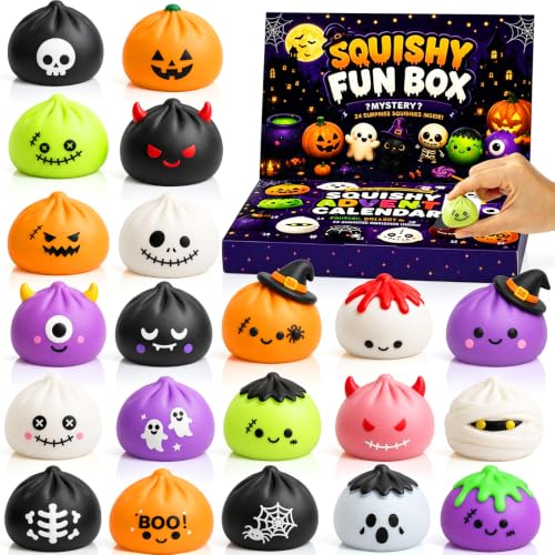 Halloween Advent Calendar 2026, Halloween Mochi Countdown Advent Calendar for Adults, with 24 Mochi Sensory Fidget toy, Halloween Advent Calendars Gift - color: Orange