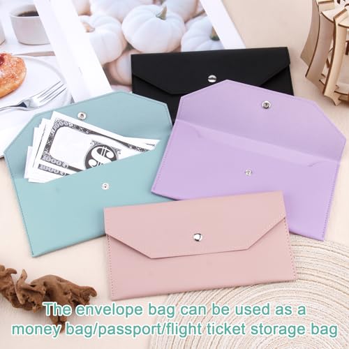 4 Pack PU Leather Cash Envelope Wallets for Women, Reusable Money Envelopes for Budgeting and Organizing Finances, Stylish and Durable Money Management System for Budgeting and Expense Tracking