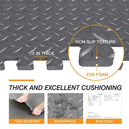 BIG RED ARPM001BK Interlocking Foam Mat Protective Exercise Workout Puzzle Floor Mat Tiles for Home Gym Equipment