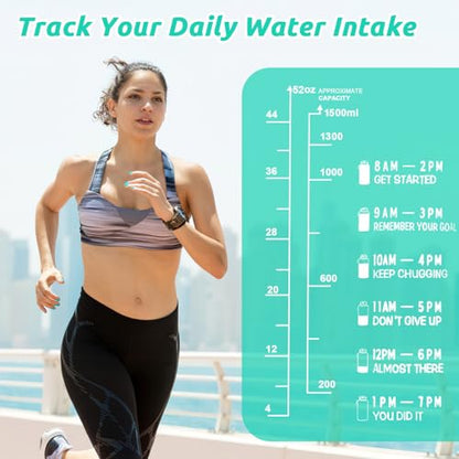 UTEBIT 52oz Fruit Infuser Water Bottle, with Time Marker & Straw & Chug Lid | BPA-Free & Leak- Proof Fruit Infusion Sports Bottle, Large Water Jug with Strap for Gym, Camping, Travel, Outdoor, Clear - style: 52OZ
