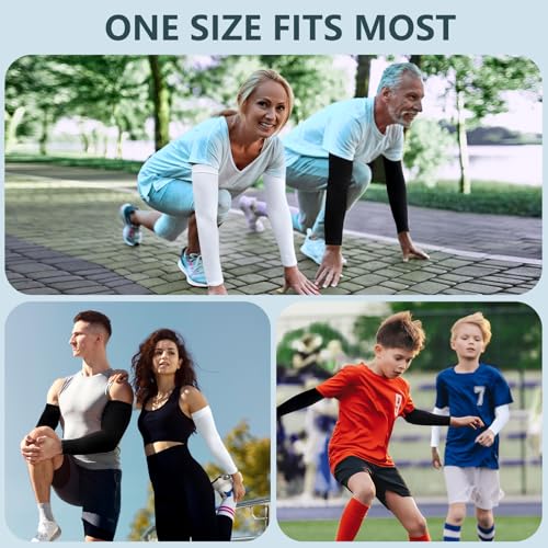 2 Pairs UV Protection Cooling Arm Sleeves Compression Sun Sleeves for Men Women Youth, Tattoo Cover Up, UPF 50 - color: 4 Pairs: White