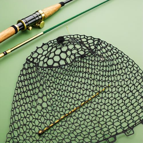 Luxshiny Silicone Fishing Net Replacement Mesh Bag, Lightweight Large Fish Landing Net Head, Black Sturdy Silicone Mesh for Freshwater and Saltwater Anglers