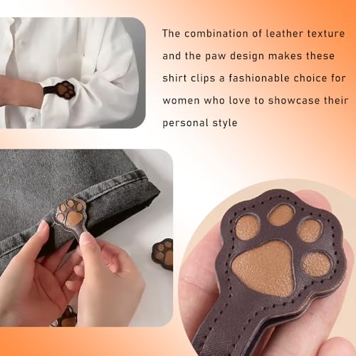 6pcs Magnetic Clothing Clips, Cute Dog Paw Shape Leather Shirt Clips for Women, Strong Hijab Magnets for Scarves Fabric Pants Sleeves