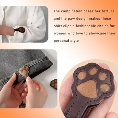 6pcs Magnetic Clothing Clips, Cute Dog Paw Shape Leather Shirt Clips for Women, Strong Hijab Magnets for Scarves Fabric Pants Sleeves