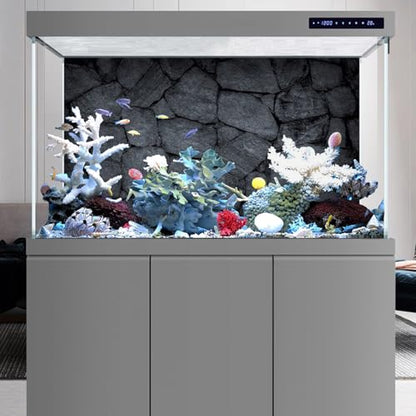 AWERT 72x24 inches Rock Aquarium Background Dark Grey Stone Fish Tank Background Rocky Terrarium Background Polyester Background - size: 72x24in/180x60cm