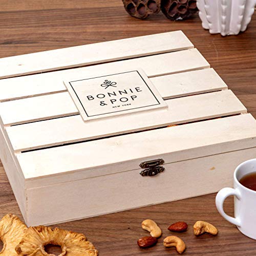 Happy Birthday Food Gift Basket, Healthy Nut Gift Tray, Birthday Snack Treat in Reusable Wooden Crate, Gourmet Assorted Food Delivery, Birthday Snack Box, For Men, Women and Families, Bonnie & Pop - style: Birthday