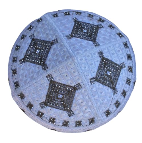 Unisex Kufi Muslim Men Prayer Cap White Stoned Outdoor Headwear Eid Handmade Kufis Namaz Hat - color: Green, size: X-Large