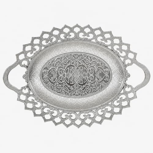 Alisveristime Metal Presentation Tray, Traditional Candy Dish (Silver)
