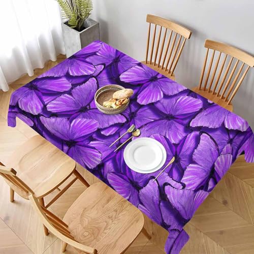 Purple Morpho Butterflies Table Cloth for Rectangle Table 60x84 Inch Bright Colorful Tropical Butterflies Kitchen Table Cover Decorations for Home Dinner Party Outdoors Picnic - color: Purple Morpho Butterflies