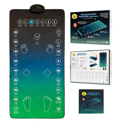 My Salah Mat for Adults - Smart Interactive Prayer Mat for Adults & Reverts Learning Surahs, Salah, Duas, & More - Muslim Prayer Rug with 25 Touch Keys, Padded Prayer Mat Layer, & Speaker for Ages 8+ - color: Blue