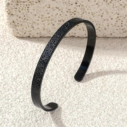Ayatul Kursi Exquisite Stainless Steel Bracelet Islamic Muslim Quran Verse Calligraphy Ramadhan Festival Cuff Bracelet Men Arabic Calligraphy Messenger Jewelry Gift - color: black