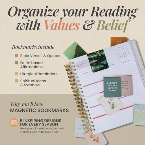 Magnetic Bookmarks Pure in Heart 9Pcs - Christian Magnetic Bookmarks for Women, Inspirational Page Markers for Bible and Books, Religious Christian Bookmark, Catholic Magnet Bookmark for Reading