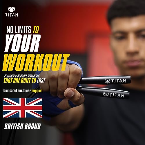 Titan Armour® Speed Rope - Professional Self-Locking & Adjustable, Adult Speed Jump Ropes for Fitness | 2 x Steel Ropes, Cable Protector & Travel Case | Jump Rope Crossfit, Boxing, Fitness MMA for Men & Women - color: Silver