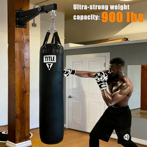 Heavy Bag & Punching Bag Hanger, Wall, Ceiling, Beam Mount Options | 900 LBS Capacity, 360° Swivel, Rust-Proof, Thick Steel Boxing Mount for MMA, Muay Thai & Home Gym (Multiple Mounting Options) - color: Wall Mount - Extendable Arm