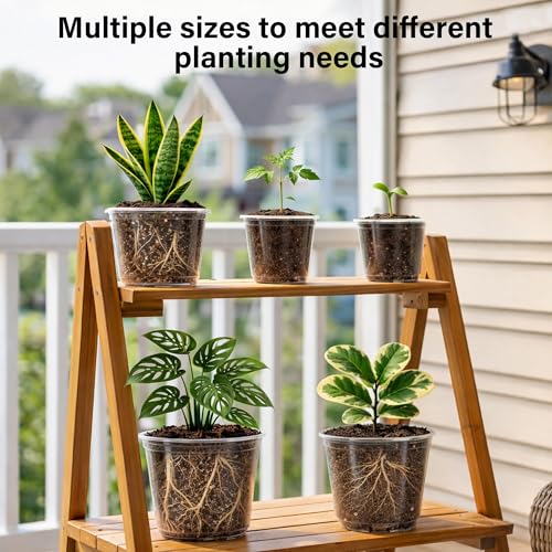 Bluepro Clear Nursery Pots with Drainage, 3.5/4/5/6/8 Inch, 20-Pack | Clear PET, 4 Each of Five Sizes, Root and Moisture Visibility, Flexible, Reusable, Seed Starting Through Repotting - size: 3.5/4/5/6/8 Inch-20Pcs