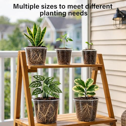 Bluepro Clear Nursery Pots with Drainage, 3.5/4/5/6/8 Inch, 20-Pack | Clear PET, 4 Each of Five Sizes, Root and Moisture Visibility, Flexible, Reusable, Seed Starting Through Repotting - size: 3.5/4/5/6/8 Inch-20Pcs