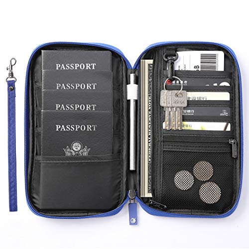 VanFn RFID Travel Passport Wallet, Family Passport Holder, Trip Document Organizer P.Travel Series (Nylon - Blue) - color: A - Nylon - Blue