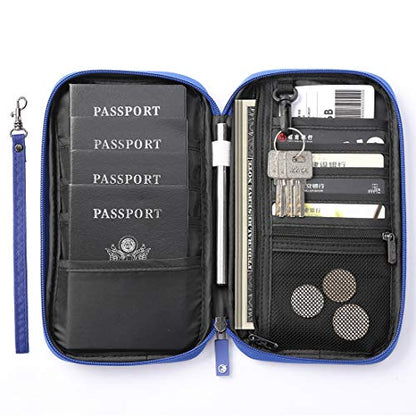 VanFn RFID Travel Passport Wallet, Family Passport Holder, Trip Document Organizer P.Travel Series (Nylon - Blue) - color: A - Nylon - Blue