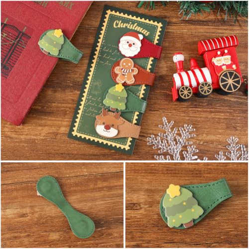 4PCS Christmas Leather Magnetic Bookmarks Set, Festive Xmas Book Markers for Reading Women & Men, Holiday Reading Accessories for Book Lovers，Adults & Kids, Unique Christmas Stocking Stuffers - style: Christmas