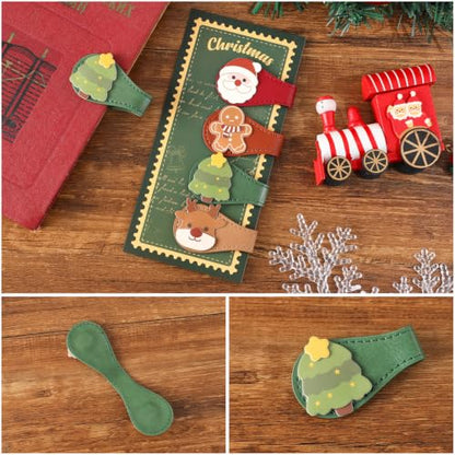 4PCS Christmas Leather Magnetic Bookmarks Set, Festive Xmas Book Markers for Reading Women & Men, Holiday Reading Accessories for Book Lovers，Adults & Kids, Unique Christmas Stocking Stuffers - style: Christmas