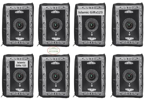 Portable Travel Prayer [48 Pack] Bulk Praying Rug Mat Namaz Carpet Islamic Muslim Musallah Foldable Waterproof Salah Slalat Gift Ramadan Eid - color: Black