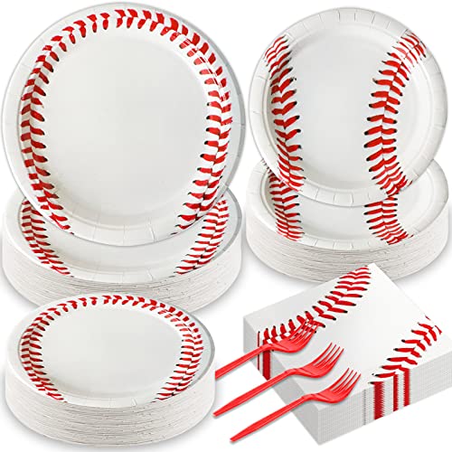 Qyeahkj 200 Pcs Baseball Party Plates Napkins Supplies - style: Baseball